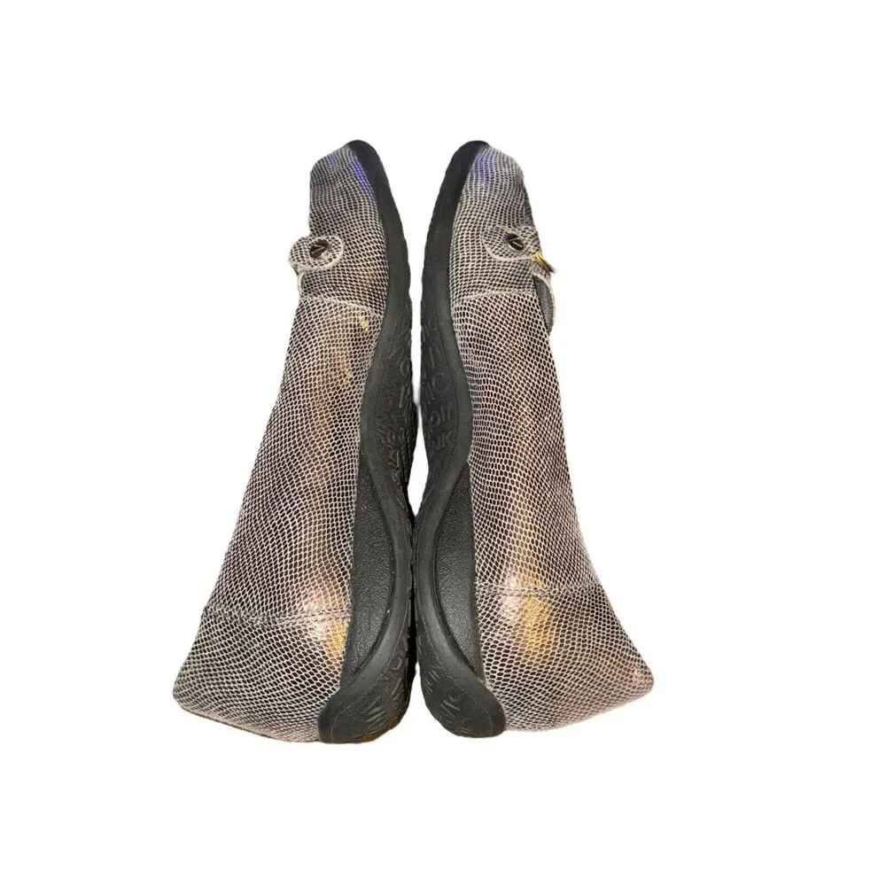 Vionic Alda Loafers Women's 6.5 Silver Snake Embossed Leather Chain Slip On Shoe